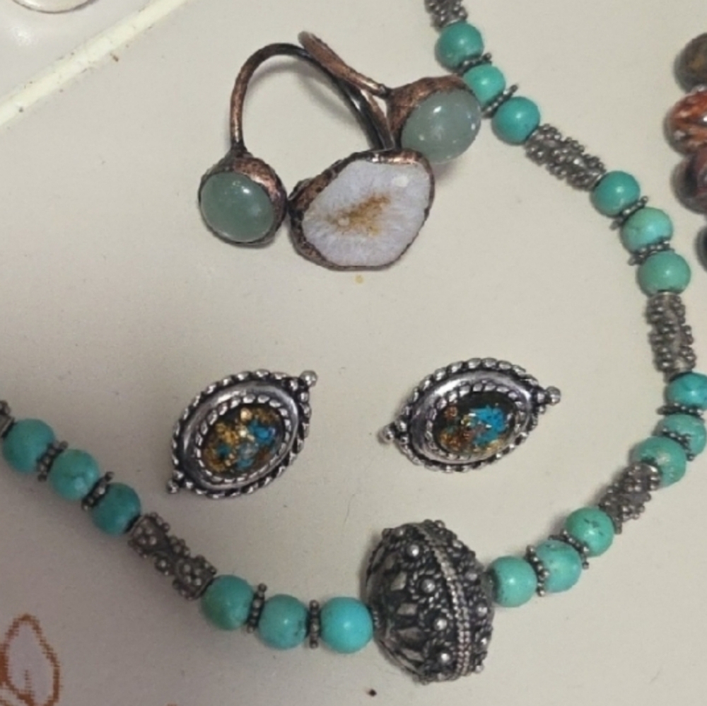 Set 9.40 Sterling Hallmarked Earrings And Artisan Wear 2 Ways Necklace x4 - Picture 10 of 17